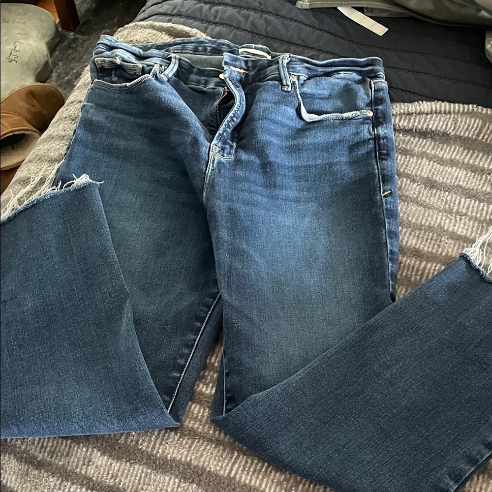 Good American Blue Straight Leg Jeans